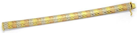 Foto 1 - Staebchen Armband massiv Gelbgold-Rotgold-Weißgold 18K, K2596