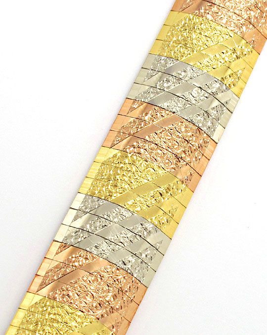 Foto 2 - Staebchen Armband massiv Gelbgold-Rotgold-Weißgold 18K, K2596