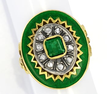 Foto 1 - Prächtiger Diamanten Smaragd Ring mit Emaille, S5106