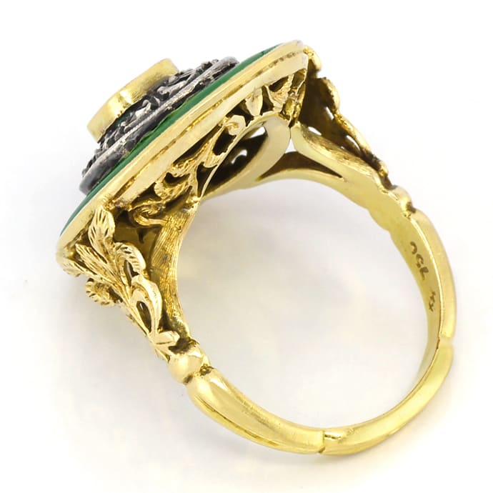Foto 3 - Prächtiger Diamanten Smaragd Ring mit Emaille, S5106
